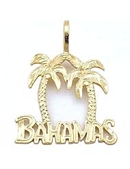 14k Gold Bahamas Palm Trees Charm Diamond-Cut Jewelry