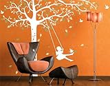 Pop Decors Removable Vinyl Art Wall Decals Mural, Tree with Swing Girl