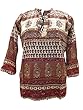 Brown Tunic Paisley Print Cotton Top Large