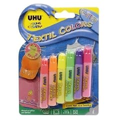 Uhu 38990 - Textil Colors Glitter (Tuben, 6 x 7 ml)