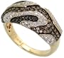 14k Gold Ring, w/ 0.75 Carat Fancy Brown, Black & White Brilliant Cut Diamonds, 3/8 in. (10mm) wide