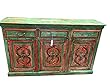 Antique Indian Sideboard Dresser Buffet Red Green Patina Shabby Chic