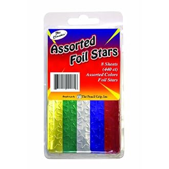 Pencil Grip The Classics Foil Stars Stickers, Assorted Colors, 8 Sheets, 440 Count (TPG-461)