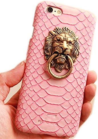 iPhone 6 plus Case, Dakotacase [Shock Absorbing] [Non-Slip] Ultra Slim Snake texture design Protective Skin Case Lion's Head Ring Stand Holder PC Hard Back Cover Case For iPhone 6 plus 5.5 inch, Pink