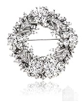 Crystal Spray Stering Silver Pin Brooch