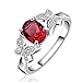 NYKKOLA Silver Beautiful Ruby Diamond Fashion Band Ring for Women Lady Lovers