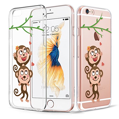 iPhone 6 Plus Case, Cartoon iPhone 6 Plus Case, ESR Clear Soft TPU Back Cover Bumper [Ultra Thin] [Slim Fit] Protective Case with Cute Print for 5.5 inches iPhone 6s Plus / 6 Plus (Love-Monkeys)