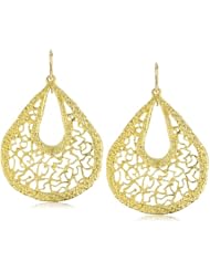 Devon Leigh "Bold Gold" 18k Gold Dipped Carved Teardrop with Intricate Detail Earrings