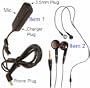 3 Functions in 1 Stereo Headset Headphones Earphones Ear Buds with Mic Microphone and Charger Port Plug and 3.5mm Audio Adapter + Dual Ear Buds Headphones