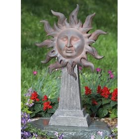Pack of 2 Celestial Sun Face Decorative Garden Obelisk Statues by 