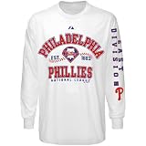 MLB Men's Philadelphia Phillies Dial It Up Long Sleeve Basic Tee (White, Small)
