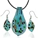 Jewelry : Topaz Toned Multi Colored Murano Glass Leaf Drop Design Set
