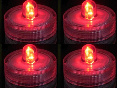 Bright Led Underwater Submersible Waterproof Floral Decoration Tea Light Candle for Wedding/party/ Xmas Decoration ( 10 pack Red circle-shaped )