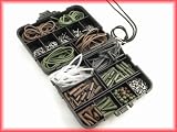 Carp Fishing Tackle Box Bundle. Includes pocket tackle box, hooks, swivels, shrink and rig tube, lead clips and cones, and shock beads.