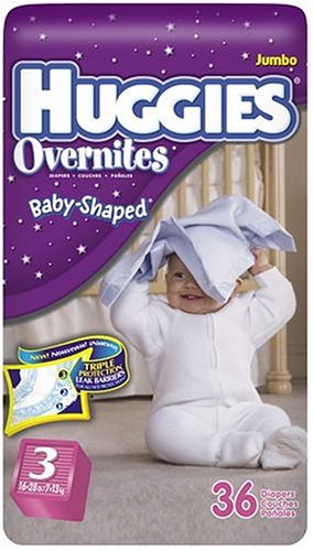 Huggies Overnites Diapers, Step 3 (16-28 Lbs), 36-Count Packages (Pack of 2) (72 Diapers)