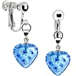 Handcrafted Blue Millefiori Heart Clip Earrings
