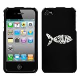 APPLE AT&T VERIZON IPHONE 4 4S 4G 16GB AND 32GB HARD PLASTIC DESIGN BLACK AND WHITE JESUS FISH SWAROVSKI CRYSTAL DIAMOND SNAP ON CASE COVER
