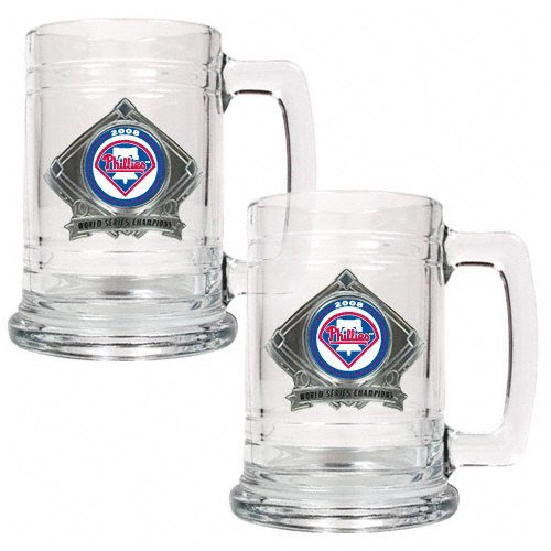 Buy Philadelphia Phillies 2008 World Series Champions 2 Piece 15 oz. Glass Tankard Set by Great American Products