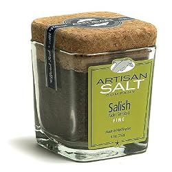 Alderwood Fine Grain Smoked Gourmet Sea Salt in Glass Jar with Cork - 6.5 oz