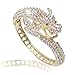EVER FAITH® Gold-Tone Bold Dragon Bracelet Clear Austrian Crystal