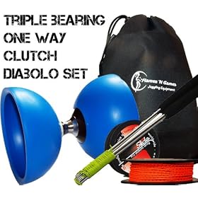 Cyclone Triple Bearing Diabolos - Diabolo Sticks & 10m Slide Pro Diablo String & Travel Bag