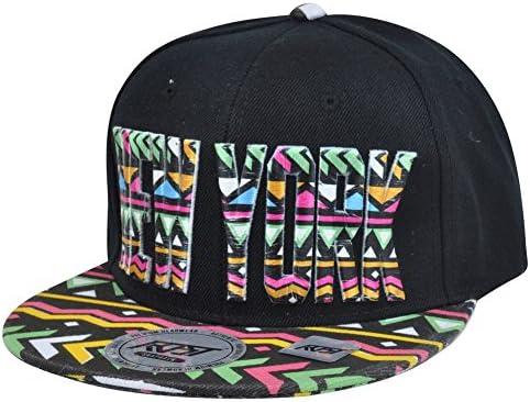 New York City Big Apple Aztec Print Snapback Black Adjustable Flat Bill Hat Cap