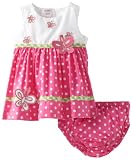 Blueberi Boulevard Baby-girls Newborn Dots Applique Flower Sundress