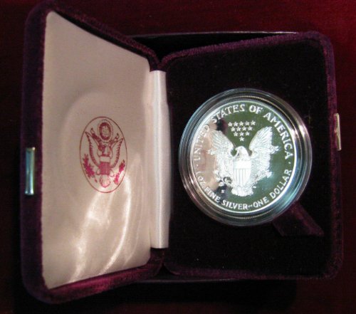 1987 American Silver Eagle Proof $1 Dollar Coin W/Box-image