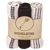 Black Stripe Waffleweave Dishcloths Set of 3