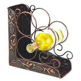 Old Dutch International 9¾ Inch x 4¾ Inch x 10¾ Inch Antique Embossed 3 Bottle Wine Rack Bookend by Old Dutch