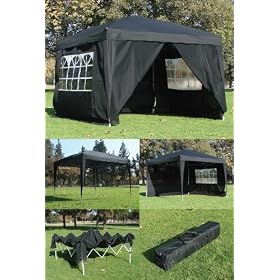 10 x 10 BLACK CANOPY GAZEBO FOLDING TENT INSTANT POP UP
