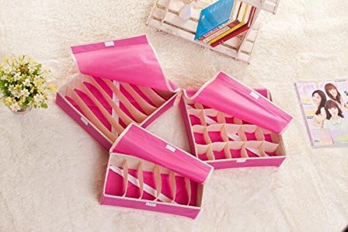 3PCS Thicken and heighten storage box drawer divider closet organizer set with cover for underpants bra underwear and socks rosy pink