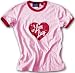 Search : I Love Lucy DISTRESSED HEART Juniors Size Pink Ringer T-shirt Tee Shirt