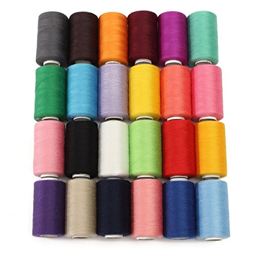 KINGSO 24 Assorted Colors Polyester Sewing Thread Spool 1000 Yards Each