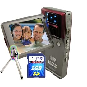 SVP HDDV-2880R 16MP Max TOUCH BUTTON 2.5-inch 270 DEGREE LCD Digital Video Camcorder + FREE 2GB High Speed SD Memory Card & Tripod