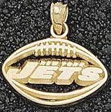New York Jets Solid 14K Gold Pierced Football Pendant