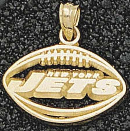 New York Jets Solid 14K Gold Pierced Football Pendant