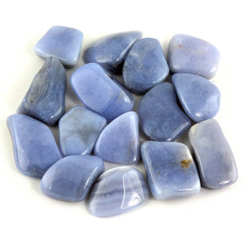 Crystal Allies Materials: 1/2lb Bulk Tumbled Blue Lace Agate Stones - Large 1