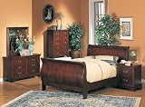 Louis Philippe Sleigh Full Bedroom 5 pc set/including Mirror Set Rich Cherry Finish