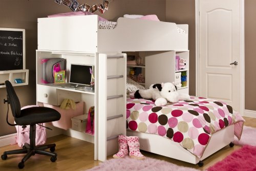 Loft Bed in in Pure White - South Shore Furniture - 3360-LBED