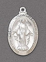 Pack of 2 Sterling Silver Religious Miraculous Virgin Mary Pendant Necklaces 18"