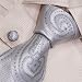 S2033 NEW Designer Hand Made White Silve Neck Tie Cufflinks Paisleys Pattern Ties for...