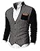 H2H Mens Herringbone Cardigan Sweater of Knitted Sleeves Black US XL/Asia XXL (KMOSWL015)