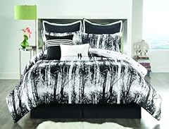 Sunset and Vine Woodland 8-Piece Queen Comforter Set, Black/White 