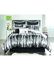 Sunset and Vine Woodland 8-Piece Queen Comforter Set, Black/White
