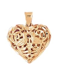 Dazzlers Solid 14k Gold 3D Filigree Heart Charm Pendant Available in three colors from jewelsberry (weights: 5.8 grams only)