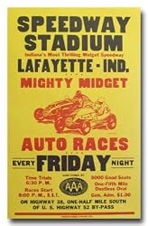 1952 Speedway Stadium Lafayette Midget Racing Program Poster Print