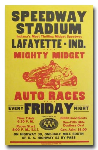 1952 Speedway Stadium Lafayette Midget Racing Program Poster Print