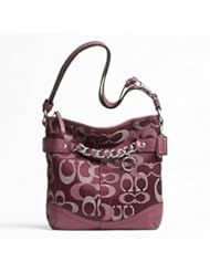 Shoes: Coach Optic Signature N/S Chain Duffle Handbag - Bordeaux