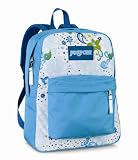JanSport SuperBreak Classics Series Backpack, White/Calypso Blue Butterfly